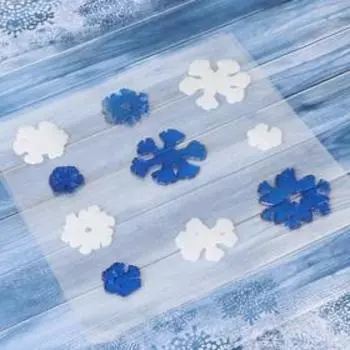 Наклейка на стекло "Снежинки морозные" (набор 10 шт) 18,5х18,5 см, белый синий