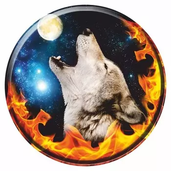 Наклейка на запасное колесо Волк и луна, 56 х 56 см