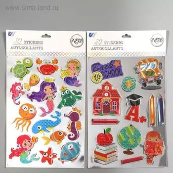 Наклейка пластик 2 слоя "Ассорти" МИКС 30,5х17 см