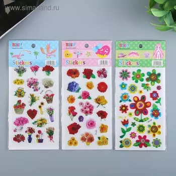 Наклейка пластик "Цветочки" МИКС 21х9,5 см