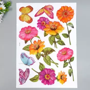 Наклейка пластик интерьерная 3D "Герберы" 50х35 см