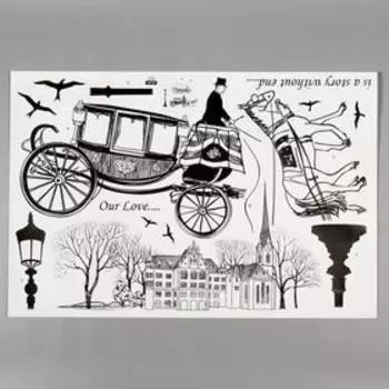 Наклейка пластик интерьерная чёрная "Карета" 60х90 см