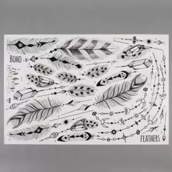 Наклейка пластик интерьерная чёрная "Пёрышки на нитках" 60х90 см