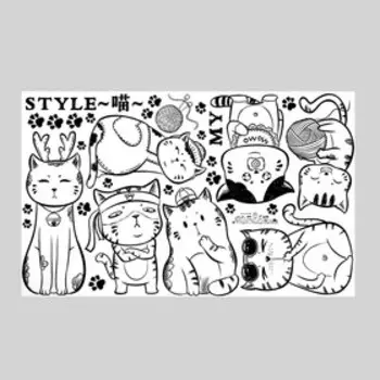 Наклейка пластик интерьерная чёрная "Стильные котята" 52х83 см