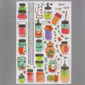 Наклейка пластик интерьерная цветная "Баночки-заготовки" 60х90 см