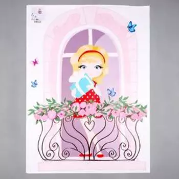 Наклейка интерьерная цветная «Девочка на балконе», пластик, 5070 см