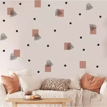 Наклейка пластик интерьерная цветная "Геометрия: точки и квадраты" 30х90 см