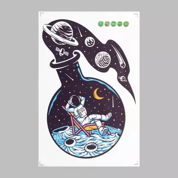 Наклейка пластик интерьерная цветная "Космос в бутылке" 40х60 см