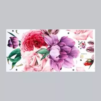 Наклейка пластик интерьерная цветная "Крупные цветы" 30х60 см