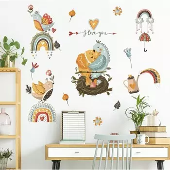 Наклейка пластик интерьерная цветная "Курочки" 20х30 см