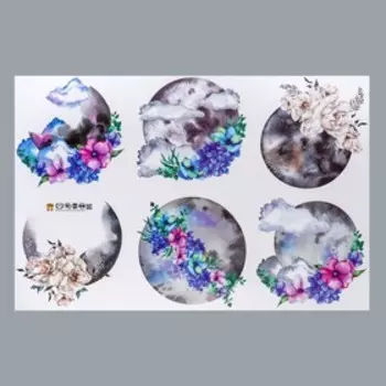 Наклейка пластик интерьерная цветная "Луна и цветы" 60х90 см