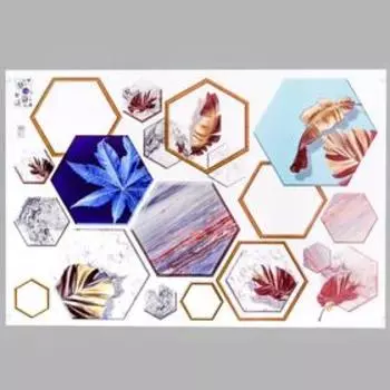 Наклейка пластик интерьерная цветная "Пальмовые листья и геометрия" 60х90 см