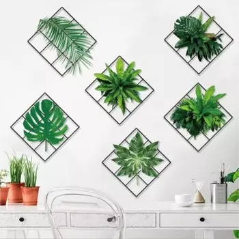 Наклейка пластик интерьерная цветная "Пальмовые листья на сетке" 60х90 см