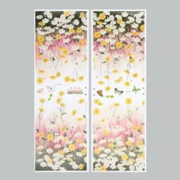 Наклейка пластик интерьерная цветная "Поле ромашек" набор 2 листа 30х90 см