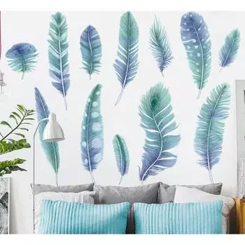 Наклейка пластик интерьерная цветная "Пёрышки" 60х90 см