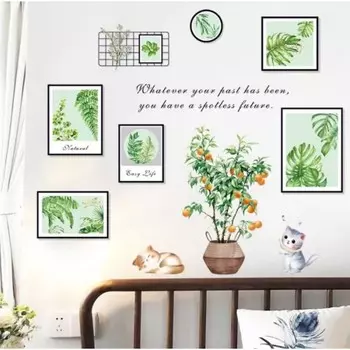 Наклейка пластик интерьерная цветная "Постеры с листьями" 60х90 см