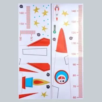 Наклейка пластик интерьерная цветная ростомер "Ракета" 30х90 см набор 2 листа