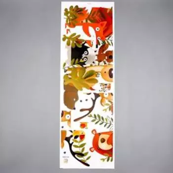 Наклейка пластик интерьерная цветная "Звери в шоке" 30х90 см