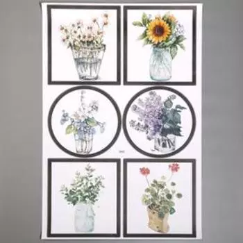 Наклейка пластик интерьерная "Цветы в вазах" 55х85 см