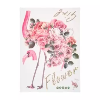Наклейка пластик интерьерная "Фламинго с розами на хвосте" 50х70 см