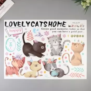 Наклейка пластик интерьерная "Котятки" 50х70 см