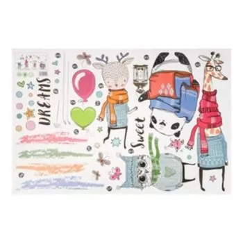 Наклейка пластик интерьерная "Квартет, тепло одет" 60х90 см