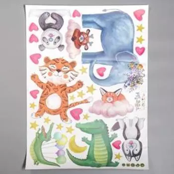 Наклейка пластик интерьерная "Милые зверята" 50х70 см