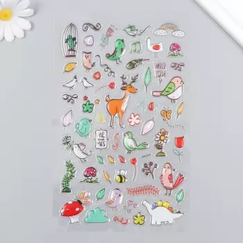 Наклейка пластик объёмные "Зоопарк" МИКС 14,5х26 см