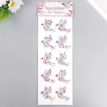 Наклейка пластик стразы "Голуби" разноцветные 32х10,5 см