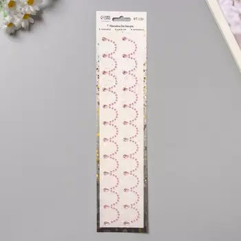 Наклейка пластик стразы "Подвесы" розовая 35х8 см