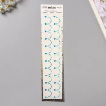 Наклейка пластик стразы "Подвесы" синяя 35х8 см