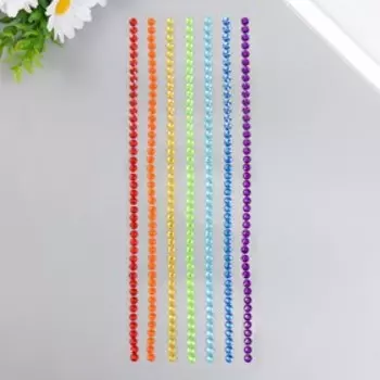 Наклейка пластик стразы "Радуга" d=0,6 см 32х10,5 см