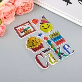 Наклейка пластик выпуклая металлик "Праздник" МИКС 28,5х15,5 см