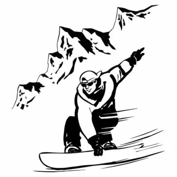 Наклейка Сноуборд, вид 1, черная, 150 х 140 мм