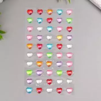 Наклейка стразы пластик "Сердечки цветные" 23х10 см