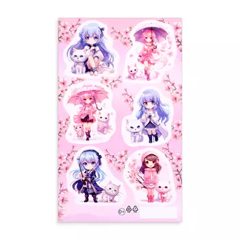 Наклейки "Аниме девочки" 16 х 10 см