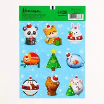 Наклейки бумажные «Дружочки», c раскраской на обороте, 11 × 15,5 см