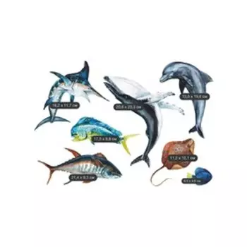 Наклейки Decoretto "Акварельный подводный мир" 50х35 см