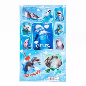 Наклейки "Дельфины" глиттер, 16 х 9,5 см