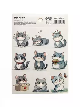 Наклейки детские «Котики», глиттер, 1116 см