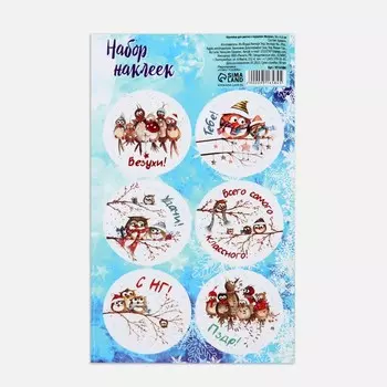 Наклейки новогодние для цветов и подарков «Везухи», 16 х 9.5 см