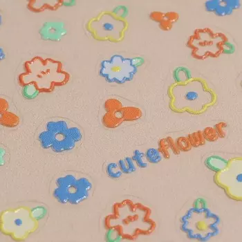 Наклейки для ногтей «Cute flowers», объёмные, разноцветные
