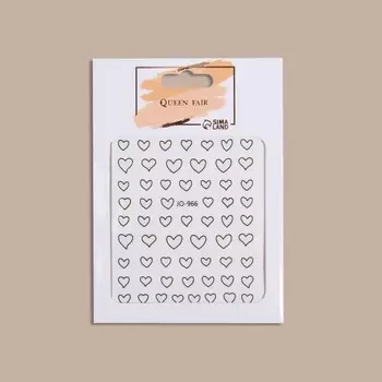 Наклейки для ногтей «Сердца», объёмные, чёрные