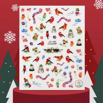 Наклейки для ногтей «Снегири»