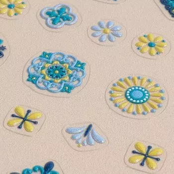 Наклейки для ногтей «Витраж», объёмные, разноцветные