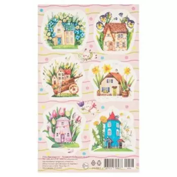 Наклейки "Домики" розовый фон, 9,8 х 15,9 см