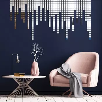 Наклейки интерьерные «Дождь», зеркальные, декор на стену, панно 392 элемента 22 см