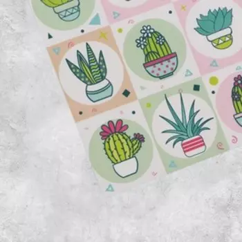 Наклейки детские «Кактусы», 11 х 15.5 см