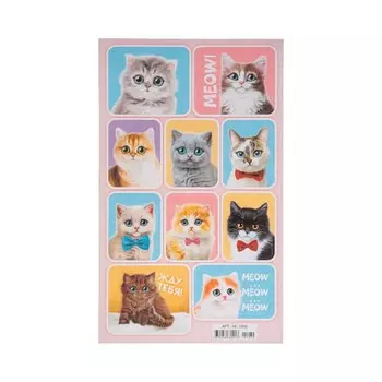 Наклейки "Кошки - 2" глиттер, 10 х 16 см