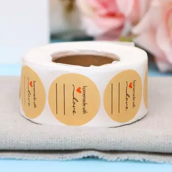 Наклейки крафт в рулоне "Строки",500 шт,2,5 х 2,5 см